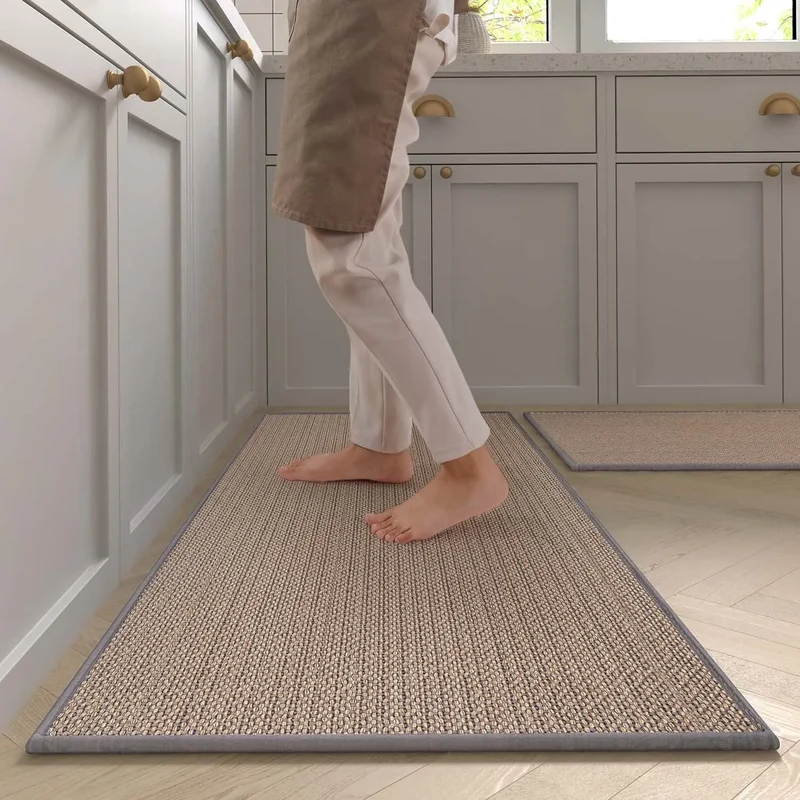 Tapis de cuisine antidérapant lavable gris